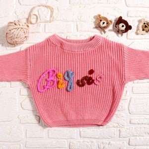 Big Sister Sweater, Personalized Baby Name Sweater, Knit Sweater Toddler, Embroidered Big Bro , Custom Baby Gifts Sweater