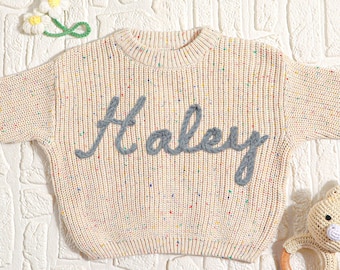 Personalized baby pullover with hand embroidered name, baby sweater with name,  Baby birthday gift,Birthday gift for Kids