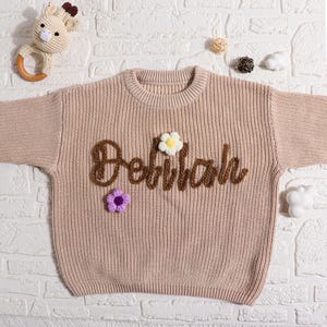 Personalized Baby Sweater with Name,Custom Knitted Baby Name Sweater,Baby Shower Gift,Newborn Gift,Baby boys girls birthday