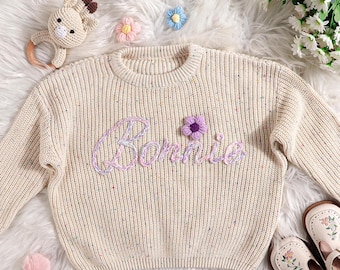 Embroidered Children Sweatshirt, Personalized Baby Name Sweater, Sweater Toddler with Love and Care, Custom Embroidered Baby Name Sweater