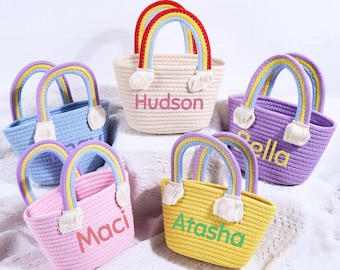 Personalized Tote Bag for Toddler Kids Gifts, Custom Kids Tote Bag with Name, Flower Girl Proposal Gifts, Easter basket