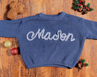 Personalized Baby Jumper with Hand-Embroidered Name Monogram, Custom Kids Jumper, Birthday Gift, A Precious Gift from Aunt for a Baby Girl