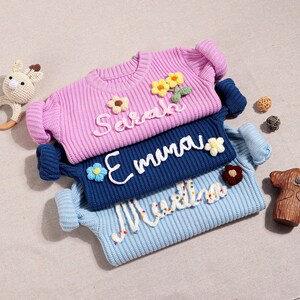 Personalized Baby Jumper with Hand-Embroidered Name Monogram, Baby Sweater With Name, Birthday Gift For Girls Boys