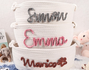 Baby Girl Gift, Personalized Baby Bath Basket, Boy Gift, Pet Basket,  Toys Storage Cotton Rope Custom Name Organizer Nursery Gifts