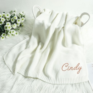 Personalized Cotton Knit Baby Blanket | Embroidery Gift for Baby Shower | Stroller Blanket | Monogrammed Newborn Baby Gift,Beautiful blanket