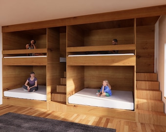 FURNITURE｜Canevaro - Eco-Friendly Double Bunk Bed - Queen Upper  / Queen Lower - DIY Build Plans