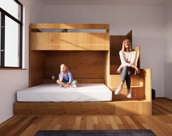 Vazquez - Eco-Friendly Bunk Bed - Twin 38'' X 75'' Upper / Full 54'' X 74'' Lower - Digital Download｜FURNITURE