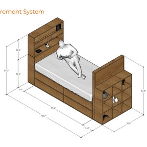 FURNITURENioc Bed TV Stand Eco-Friendly Twin Size Bed Smart Tv Stands 38 X 75 DIY Build Plans zdjęcie 8