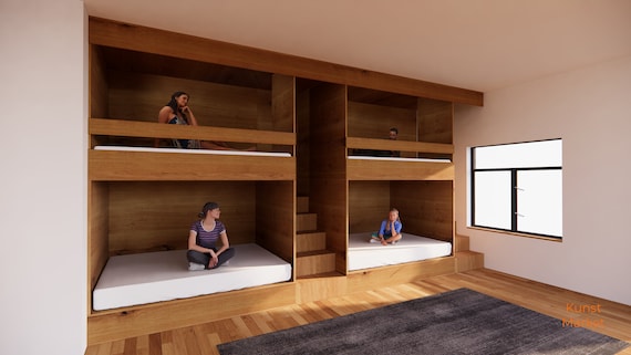 FURNITURE｜Canevaro - Eco-Friendly Double Bunk Bed - Queen Upper  / Queen Lower - DIY Build Plans