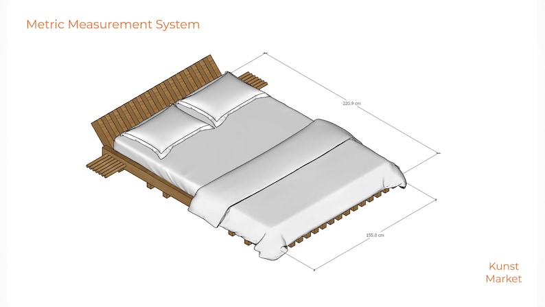 FURNITUREEco-Friendly Minimalist Queen Size Bed with Dynamic Headboard 60 x 80 DIY Build Plans image 4