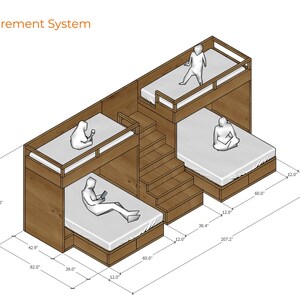 Eco-friendly Double Bunk Bed Twin XL Upper Kids / Queen Lower - Digital ...