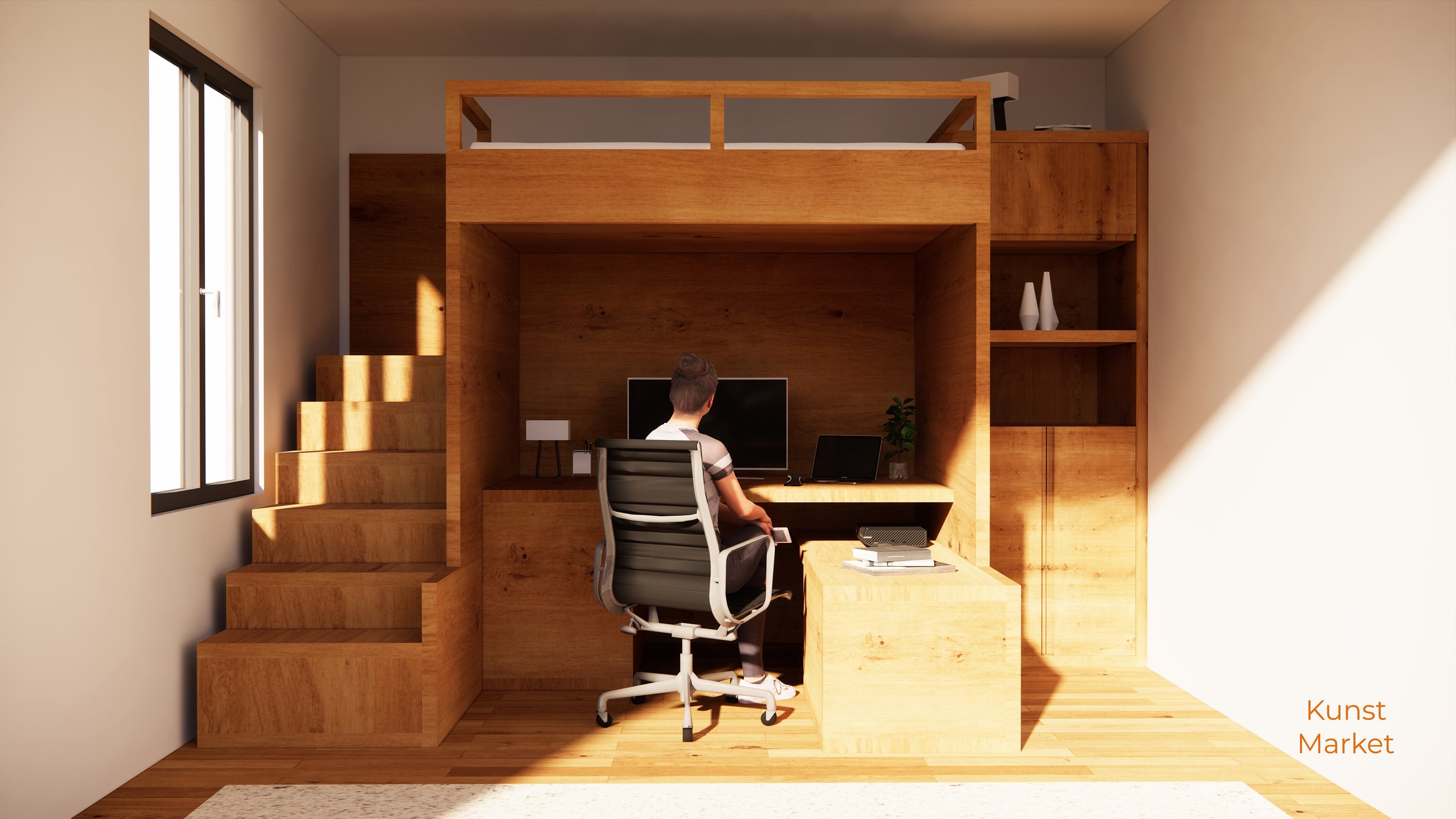 Salcedo - Eco-friendly Bunk Bed With Stairs and Work - Study Table ...