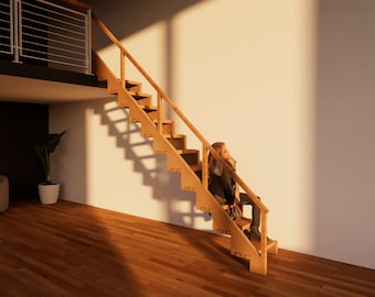 ARCHITECTURE｜Folding Staircase - Eco-Friendly Compact Design 8'8 - Folding stairs - Imperial and Metric Systems - DIY Build Plans