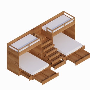Eco-friendly Double Bunk Bed Twin XL Upper Kids / Queen Lower - Digital ...