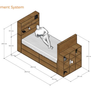 FURNITURENioc Bed TV Stand Eco-Friendly Twin Size Bed Smart Tv Stands 38 X 75 DIY Build Plans zdjęcie 9