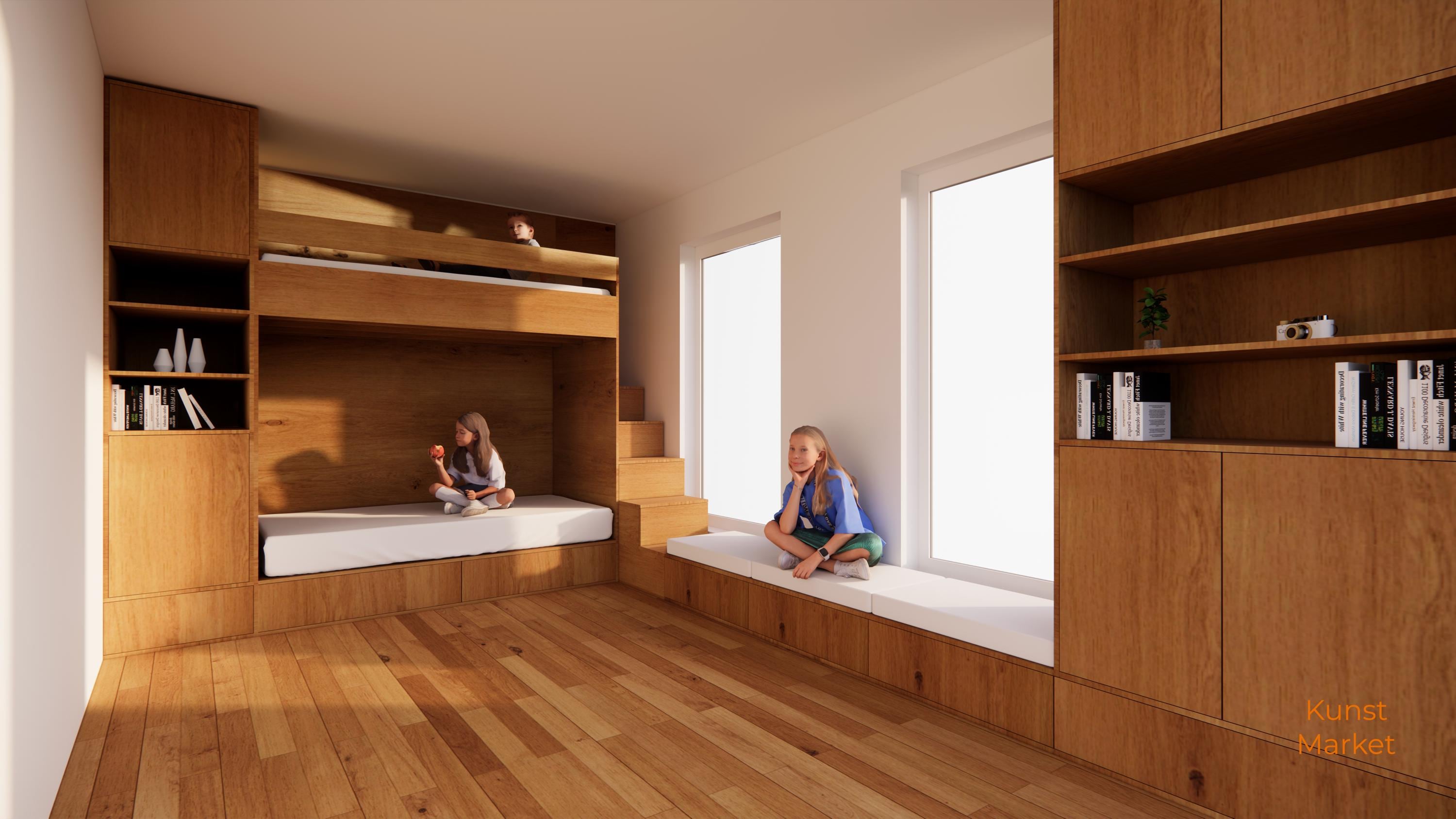 FURNITURE｜Visvalingam Single Bunk Bed - Twin Size - Storage, Window Sofa, Seating Unit, Cabinet - DIY Build Plans