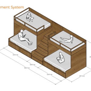 Eco-friendly Double Split Bunk Bed With Stairs - Twin XL Upper / Queen ...