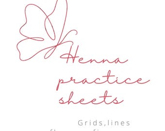 Hojas de práctica de henna con líneas/cuadrículas/flores/dedos