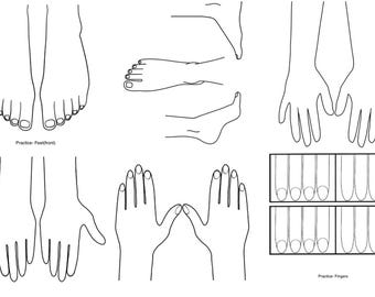 Henna Practice Templates: Hands, Arms, Feet - 8 Page Printable (PDF Download)