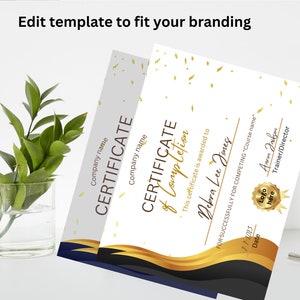 Certificate of Completion Template, Editable Certificate Of Completion, Training Certificate Template, Canva Template, Lashes Certificate