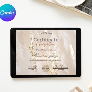 Certificate of completion template, lash training certificate, Canva template, Printable Beauty Course Certificate, Editable Canva template