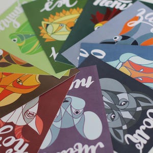 Conjuntos de postales en mosaico / Animales y ciudades rusas / Impresiones artísticas bilingües de 10 x 15 cm o 4 x 6 pulgadas / Perfectas para Postcrossing