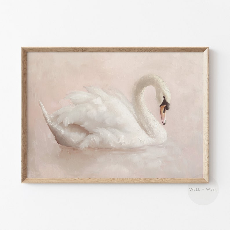 Coquette Set of Three Printable Wall Art | White Swan Vintage Painting ...