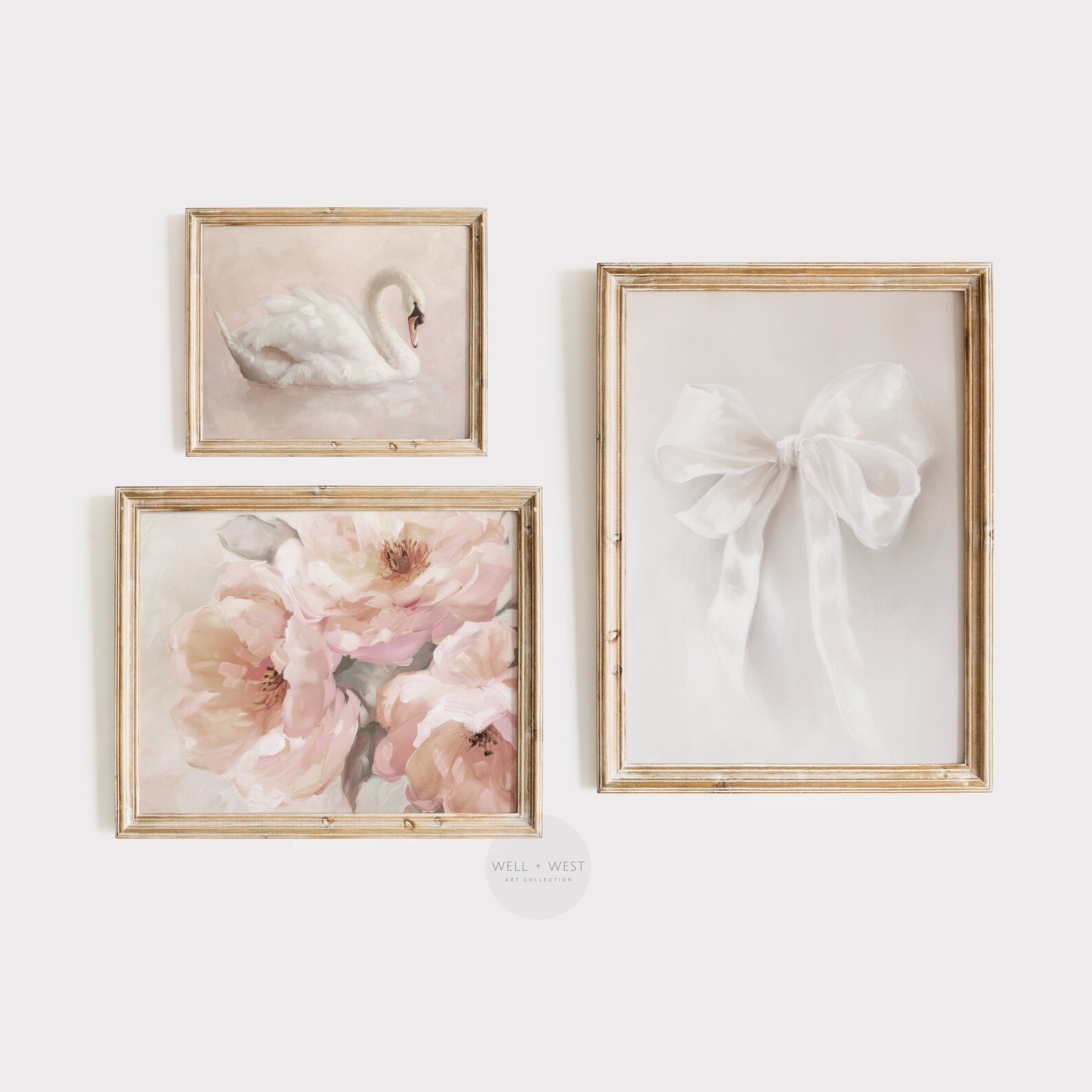 Coquette Set of Three Printable Wall Art | White Swan Vintage Painting ...