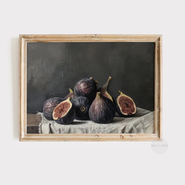 Moody Figs Painting | Vintage Still Life Art | Kitchen Wall Decor | Printable Digital Download | P069