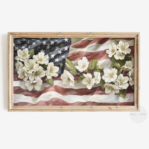 American Flag Frame TV Art | Vintage Style Patriotic Summer Flag | Fourth of July TV Art | Independence Day Decor | Americana Decor | TV179