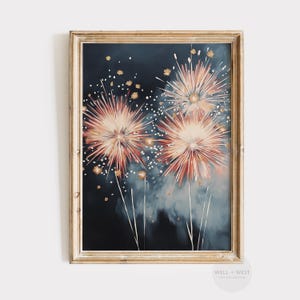 4th of July Print | Fireworks Painting | Independence Day Celebration | Americana Printable Art | Patriotic Red, White, Blue Decor | P586