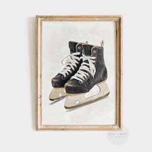 Hockey Skates Print | Vintage Style Hockey Art | Boys Room Nursery Art | Sports Playroom Decor | Hockey Lover Gift | Office Decor | P562