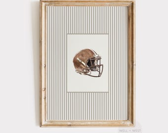 Helm Print | Vintage Style Fussball Illustration | Jungen Zimmer druckbare Kunst | Büro Dekor | Poster Kinderzimmer | Sport Liebhaber Geschenk | P570