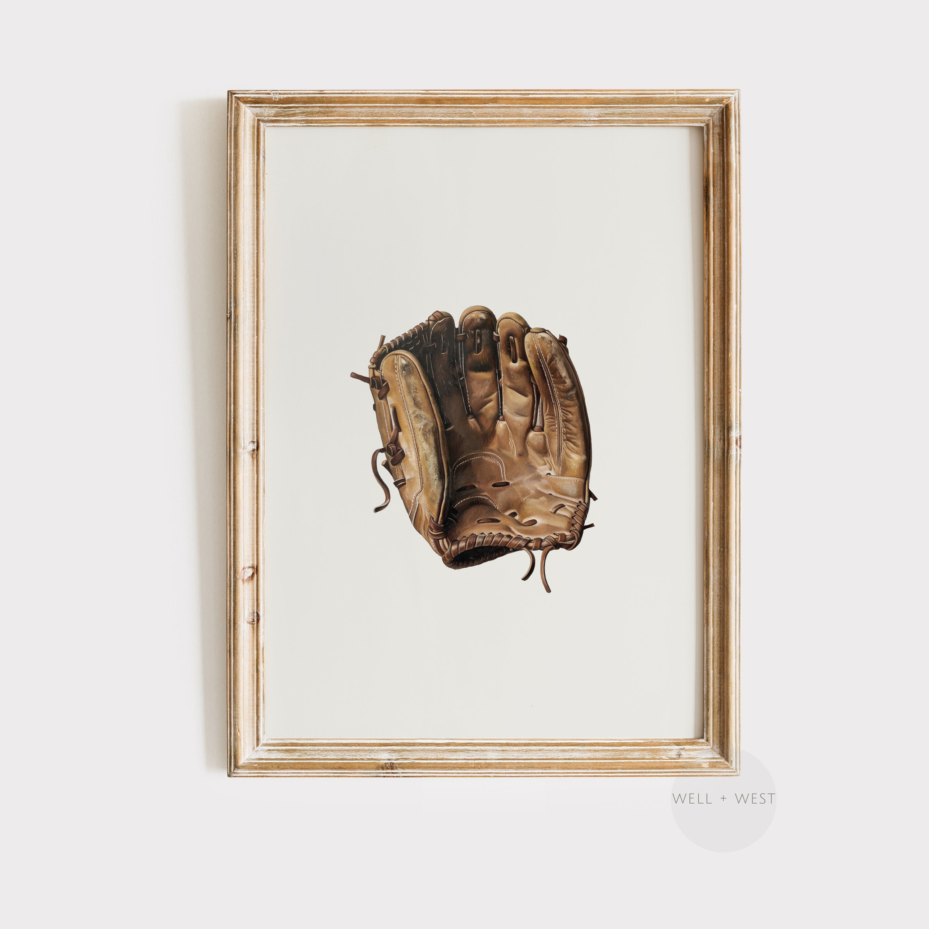 Baseball Glove Print | Vintage Style Baseball Art | Neutral Nursery Sports Decor | Boy Room PRINTABLE Wall Art | Baseball Lovers Gift | P197