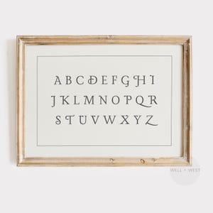 Beige Alphabet Wall Art | Horizontal ABC&#39;s Art | Vintage Style Nursery Print | Kids Playroom Decor | Gender Neutral Baby Shower Gift | P422