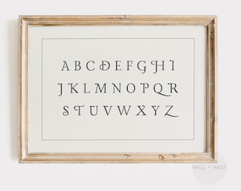 Beige Alphabet Wall Art | Horizontal ABC's Art | Vintage Style Nursery Print | Kids Playroom Decor | Gender Neutral Baby Shower Gift | P422
