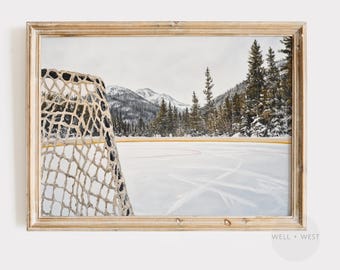 Hockey Rink Print | Vintage Style Outdoor Rink Painting | Boys Room Printable Art | Sports Fan Office Decor | Hockey Nursery Art | P556