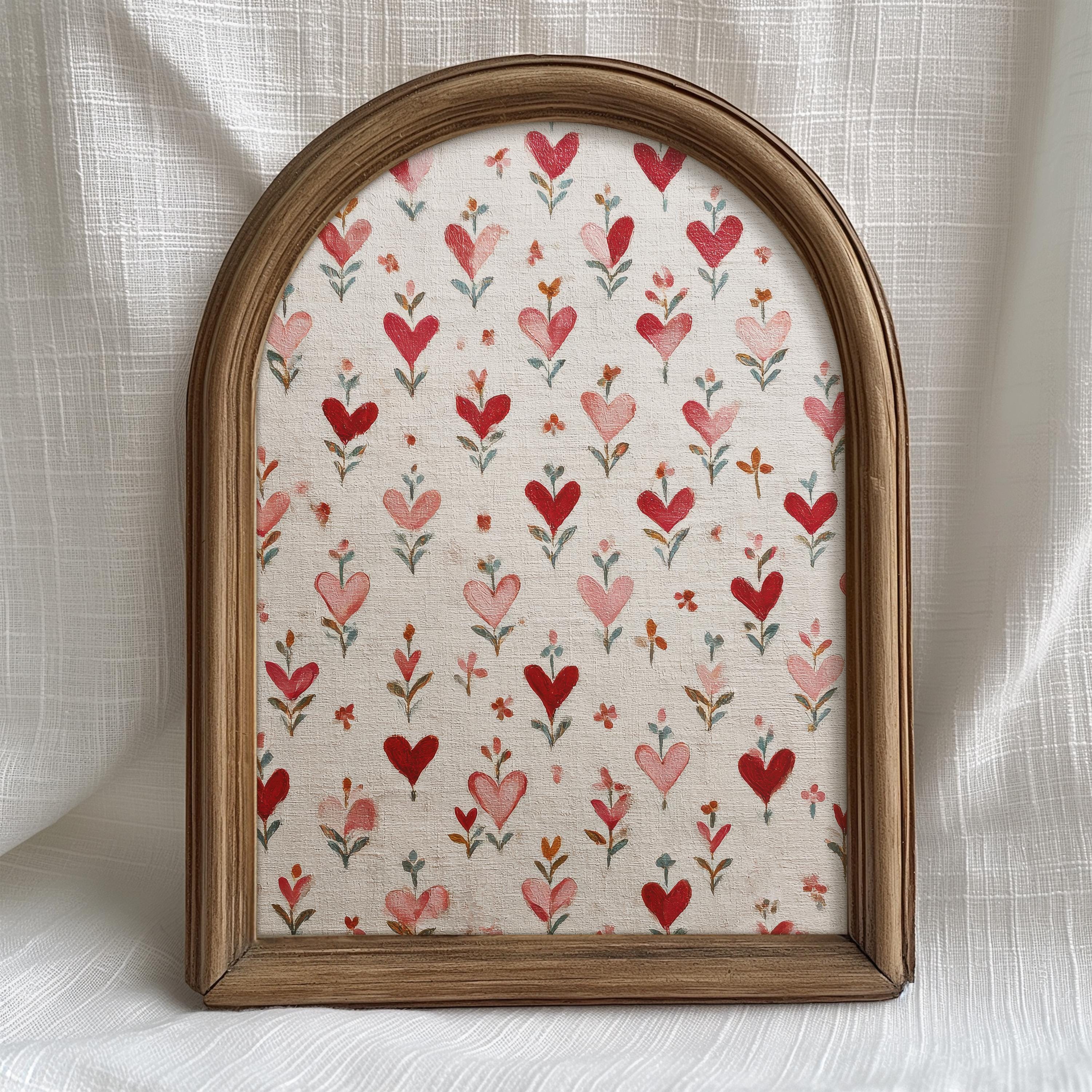 Rustic Heart Printable Rustic Hearts Tapestry Print: Vintage Style Floral Valentine's Day Art ...