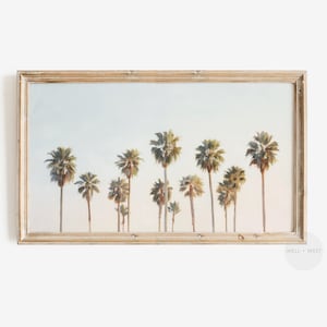 Palm Tree TV Art | Summer Samsung Frame Art | Pastel Sunset Tropical Landscape Painting | Colourful Vintage Style Beach House Decor | TV174