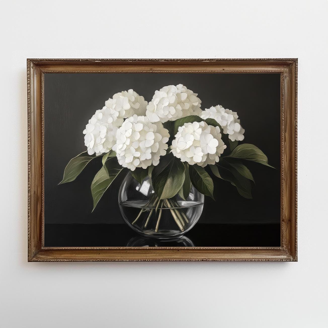 Moody Hydrangea Print | White Floral Painting | Dark Academia Wall Art ...