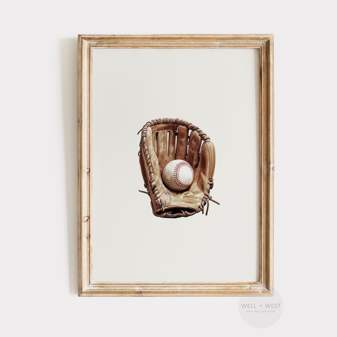 Baseball Glove Print | Vintage Style Baseball Art | Neutral Nursery ...