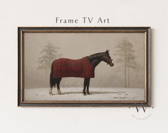 Winter Horse TV Art: decorazioni natalizie in stile vintage, fattoria natalizia (download digitale) TV895