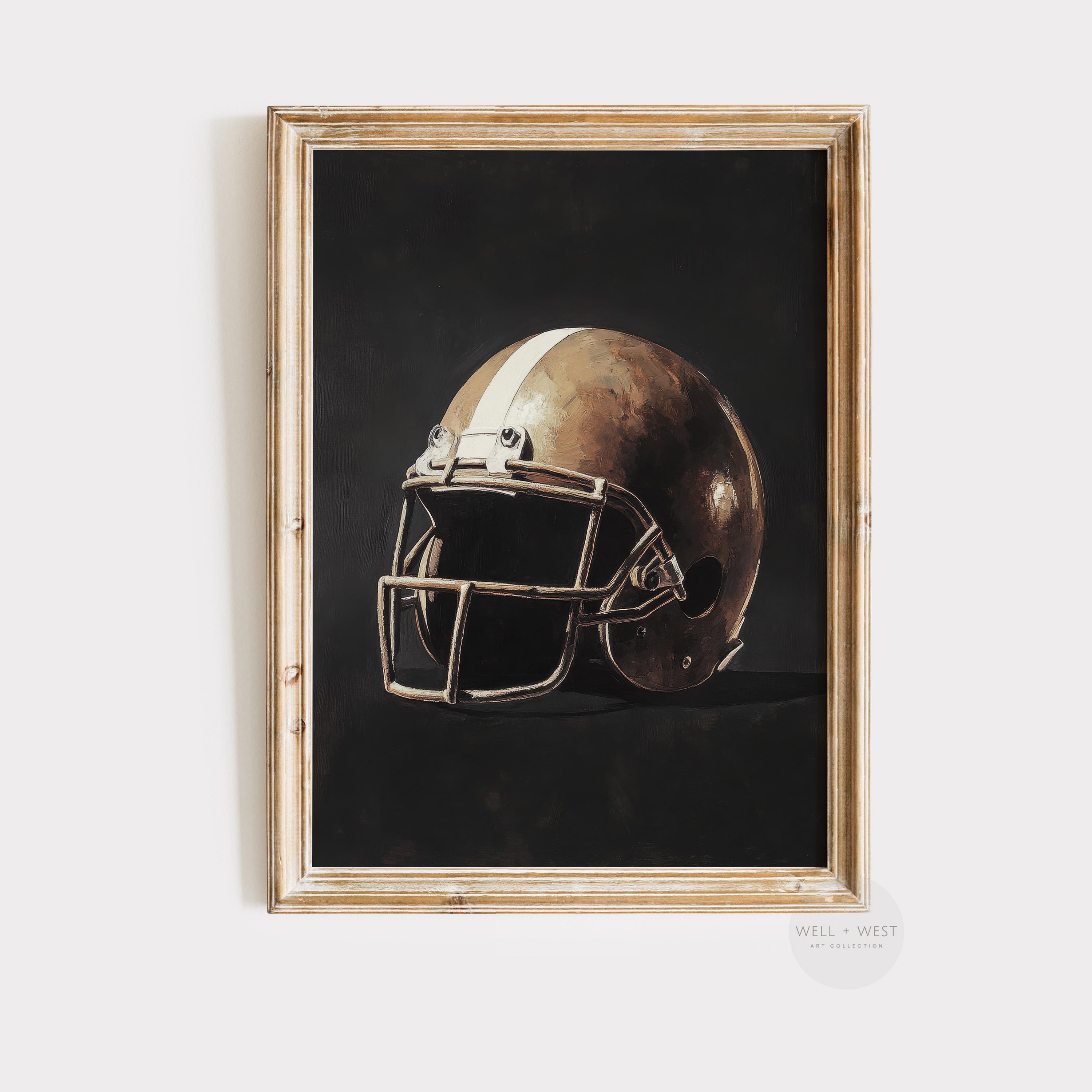 Football Helmet Print | Vintage Style Helmet Painting | Moody Sports Print | Nursery Decor | Boys Room Printable Art | Football Gift | P334