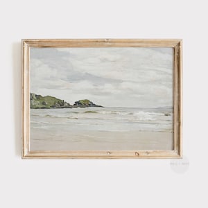 Coastal Shore Painting | Soft Muted Coastal Landscape | Printable Download | Digital Printable | P168