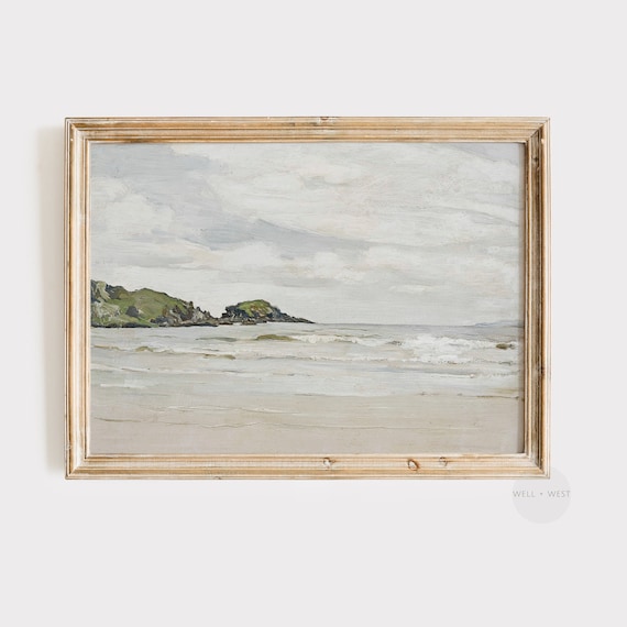 Coastal Shore Painting | Soft Muted Coastal Landscape | Printable Download | Digital Printable | P168