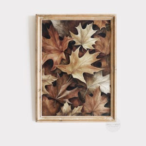 Fall Leaves Print | Vintage Style Maple Leaf Painting | Neutral Fall Thanksgiving Decor | Rustic Autumn Printable | Halloween Decor | P305