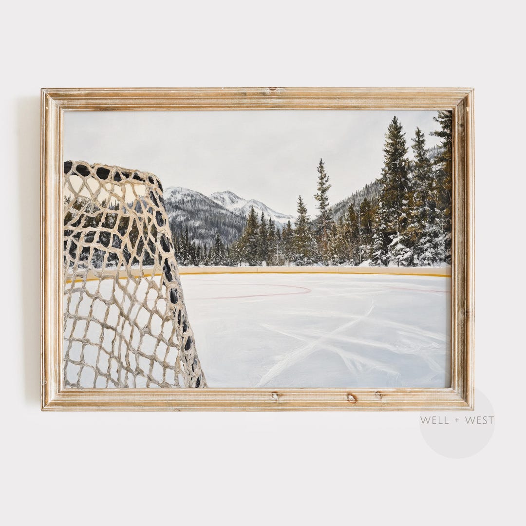 Hockey Rink Print | Vintage Style Outdoor Rink Painting | Boys Room ...