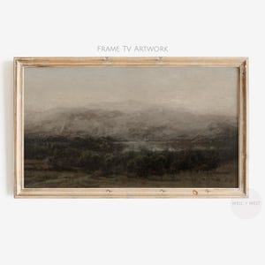 Moody Landscape Samsung Frame TV Art | Abstract Mountain Oil Painting | Vintage Dark Aesthetic Decor | Dark Rustic Landscape TV Art | TV036