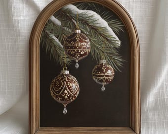 Holiday Ornament Print: Neutral Moody Christmas Printable Wall Art (Digital Download) P866