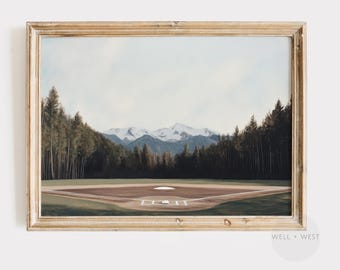 Lámina de campo de béisbol / Diamante de béisbol estilo vintage / Arte imprimible para habitación infantil con temática deportiva / Regalo para amantes del béisbol / Decoración deportiva para oficina / P512